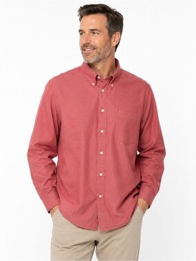 Eddie Bauer Relaxed Fit Shirt Tall XL Dark Pink Rust Cotton Wrinkle Resistant